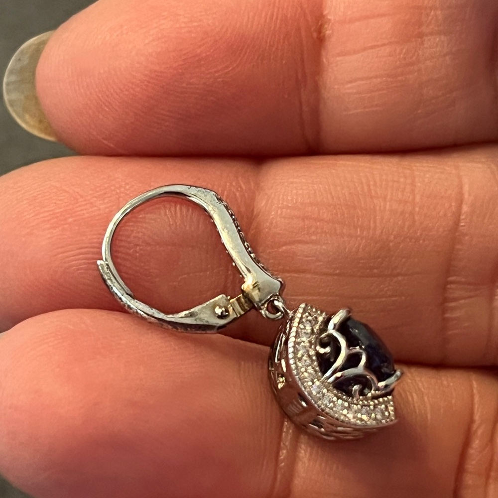 Vanna K for Bella Luce Blue And White Cubic Zirconia Platineve Earrings NIB - Picture 2 of 5